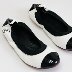 샤넬 플렛슈즈 화이트 & 블랙