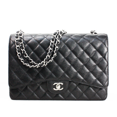 샤넬 캐비어 클래식 맥시 블랙/은장