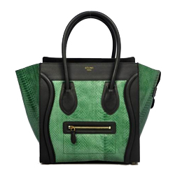 셀리느 러기지백 투톤 뱀피 그린 블랙 미듐