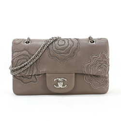 샤넬 램스킨 로즈자수 플랩숄더백 카키베이지