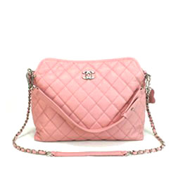 샤넬 12년 소프트캐비어 숄더백 미듐 핑크