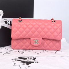 샤넬 클래식 2.55 램스킨 미듐 핑크