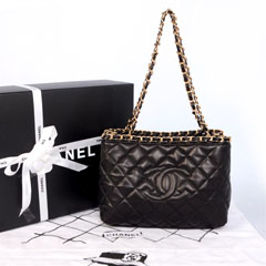 샤넬 램스킨 그랜드샤핑 블랙스몰 금장