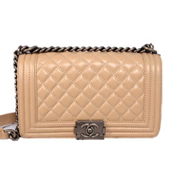 샤넬 램스킨 보이백 베이지