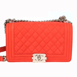 샤넬 이지 캐비어 보이백 미듐 오렌지