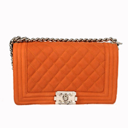 샤넬 이지 캐비어 보이백 미듐 다크 오렌지
