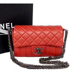 샤넬 램스킨 숄더백 레드