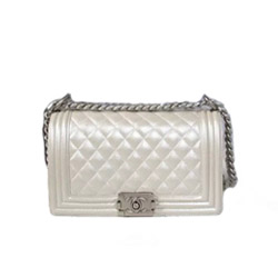 샤넬 67086 캐비어 보이백 실버