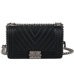 샤넬 램스킨 보이백 은장 미듐