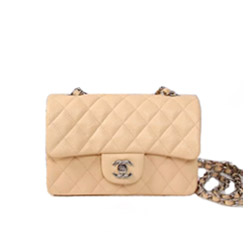 샤넬 캐비어 클래식백 라잇베이지 20cm 은장