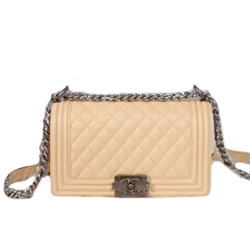 샤넬 캐비어 보이백 라잇베이지/은장 25cm