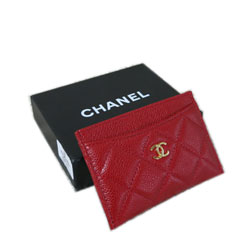 샤넬 캐비어 카드 홀더 레드