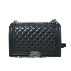 샤넬 램스킨  보이백 블랙/은장 28CM