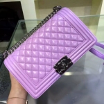 샤넬 소가죽 보이백 보라 25cm