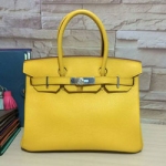 에르메스 오리지널 토고가죽 벌킨 노랑/은장 30CM