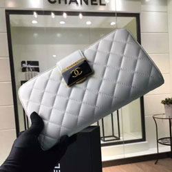 샤넬 램스킨 클러치 화이트 27cm