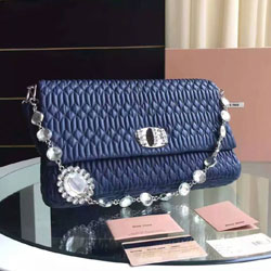 미우미우 Matelasse Metallic Leather Chain Wallet