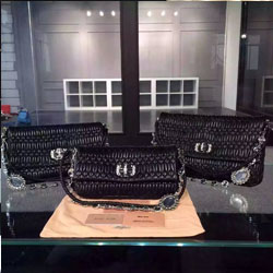 미우미우 Matelasse Metallic Leather Chain Wallet