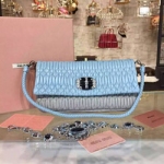 미우미우 Matelasse Metallic Leather Chain Wallet
