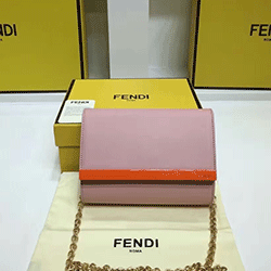 펜디 핑크 가죽 체인 미니 크로스 2305